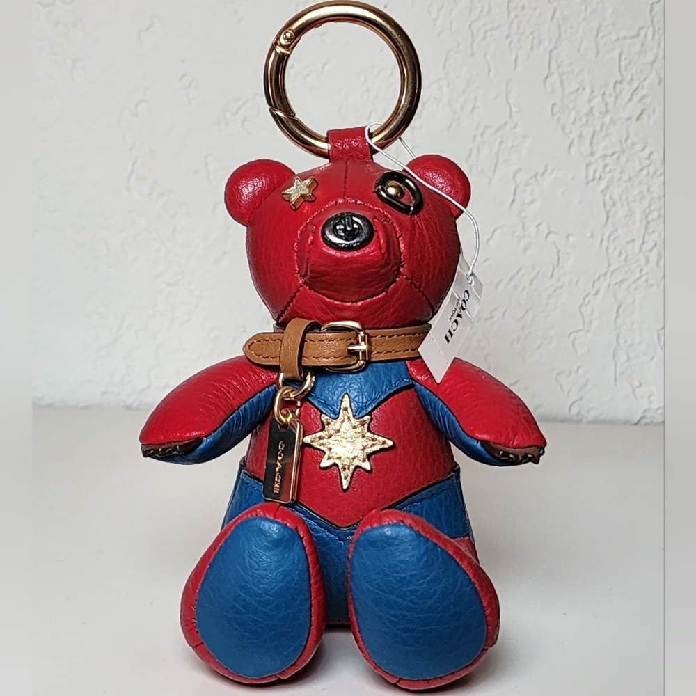 Coach MARVEL Captain Marvel Teddy Bear Bag Charm Keychain